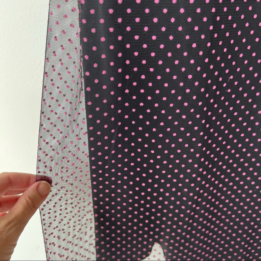 Charlotte Russe Y2K black tulle pink Swiss dot midi vintage slip dress Sz S - Picture 6 of 13
